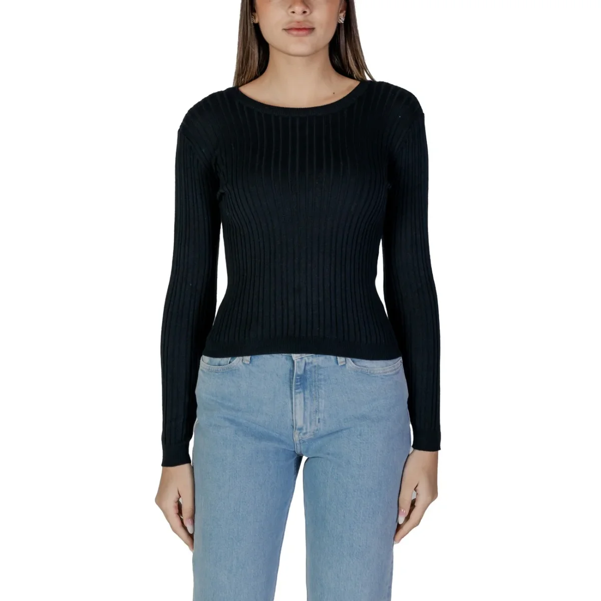 Vila Clothes Maglia Donna Beige Maniche Lunghe Scollo Tondo Poliestere 70% Viscosa 30% Autunno Inverno 14103412 - immagine 5