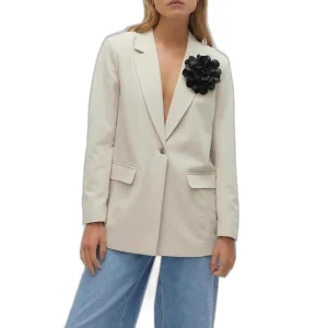 Vero Moda Giacca Donna Beige Bottone Maniche Lunghe Tasche Anteriori Lycra 2% Poliestere 80% Viscosa 18% 10306355